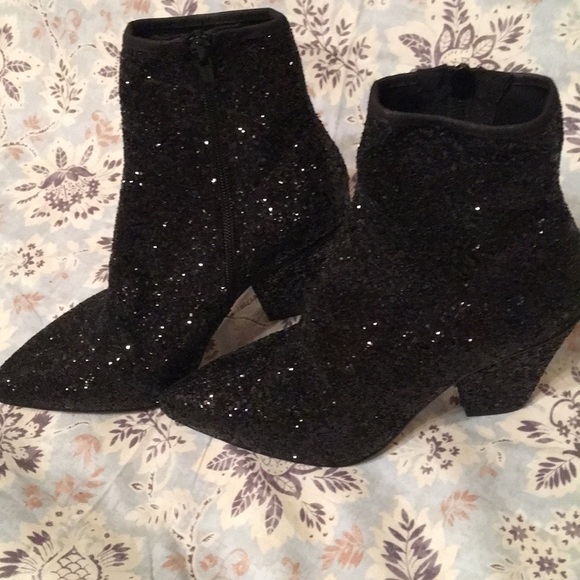 FLASH SALE!!!!! Topshop Black Ankle Glitter Boots - Picture 3 of 5